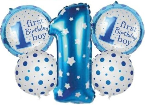 1 YAŞ MAVİ 5Lİ SET BALON balon
