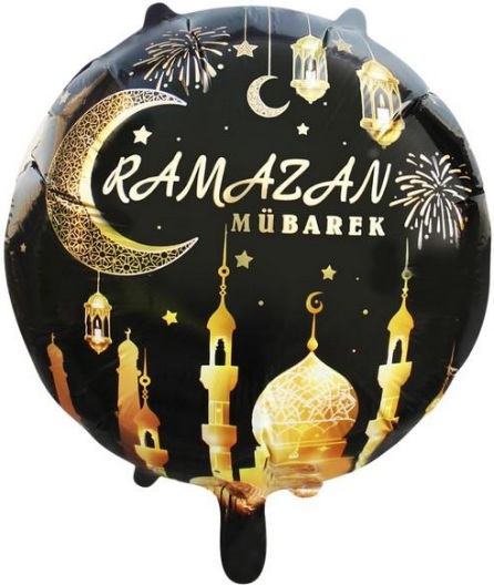 18 İNC YUVARLAK RAMAZAN MUBAREK SİYAH FOLYO BALON balon