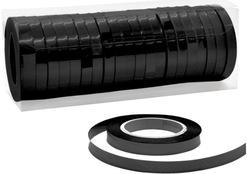 25 MT METALİZE SİYAH RAFYA 20 Lİ balon