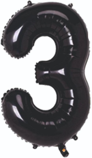 3 - RAKAM 40 İNC SİYAH RENK BALON 100 CM balon