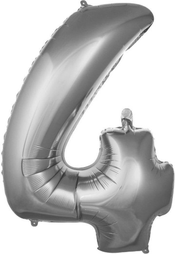 4 - RAKAM 40 İNC GÜMÜŞ RENK BALON 100 CM balon