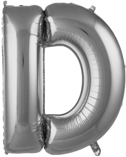 D - HARF 34 İNC GÜMÜŞ RENK BALON 76 CM balon