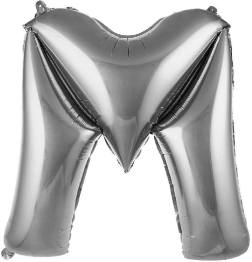 M - HARF 16 İNC GÜMÜŞ RENK BALON 36 CM balon