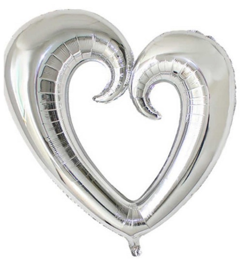 ORTASI BOŞ KALP GÜMÜŞ FOLYO BALON 100 CM balon