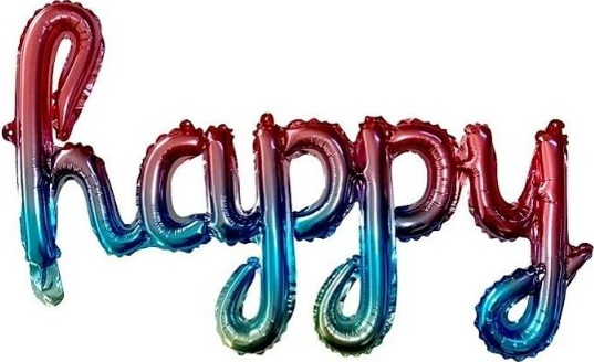 TEKLİ EL YAZILI HAPPY GÖKKUŞAĞI RENK FOLYO BALON balon
